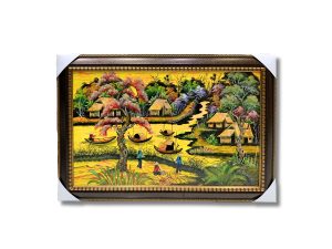 tranh sơn mài đồng quê