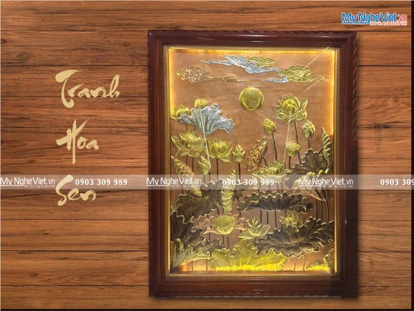 Tranh đồng hoa sen cao cấp