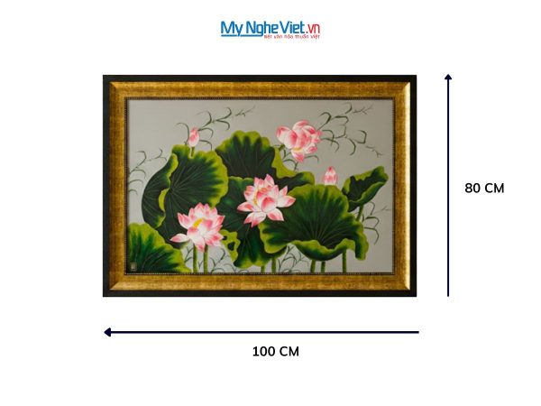 Tranh sơn mài hoa sen độc bản đắp nổi