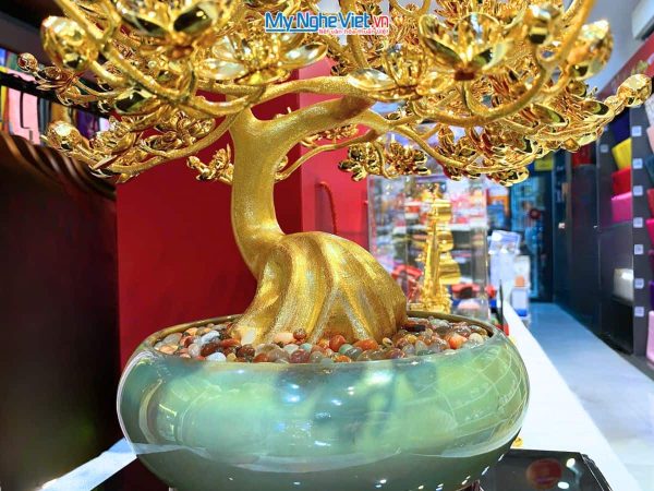 Bonsai hoa mai đồng mạ vàng 24k