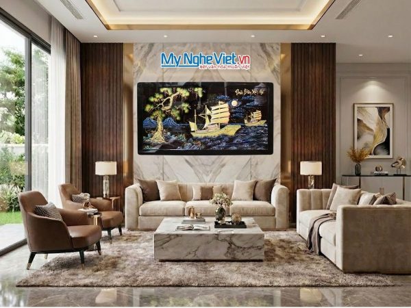 Tranh Sơn Mài Thuận Buồm xuôi gió MNV-TSM9179-3 - Quà Tân Gia Sang Trọng