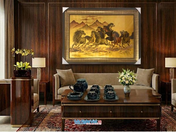 Tranh sơn mài mã đáo thành công dát vàng MNV-TSMDH8118 - Quà Tân Gia Sang Trọng