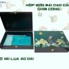 Combo hộp sơn mài cao cấp chim công nền xanh và bộ lụa vải áo dài