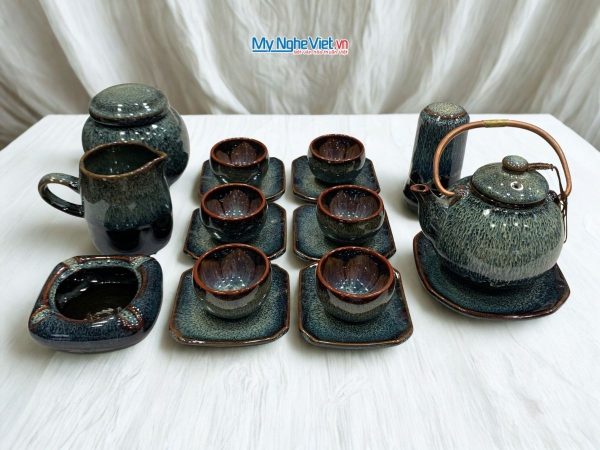 Bộ Bình Trà Phụ Kiện Hỏa Biến Men Xanh