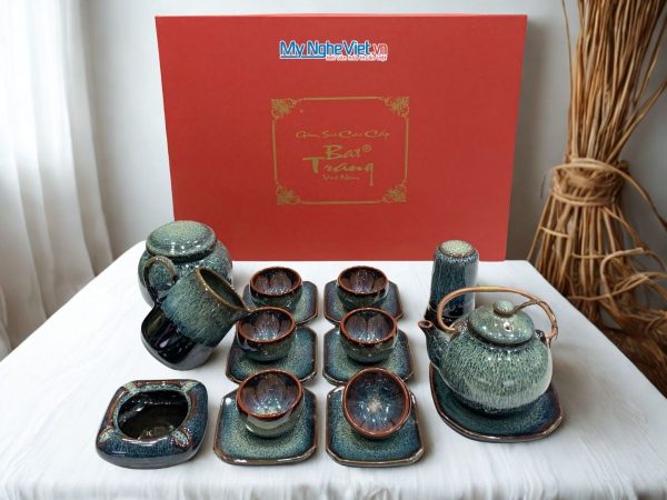 Bộ Bình Trà Phụ Kiện Hỏa Biến Men Xanh
