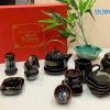 Bình trà hỏa biến quệt trắng và phụ kiện