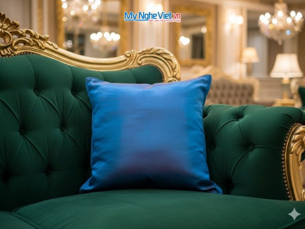 Quà Tặng Vỏ Gối Lụa Màu Xanh Cam