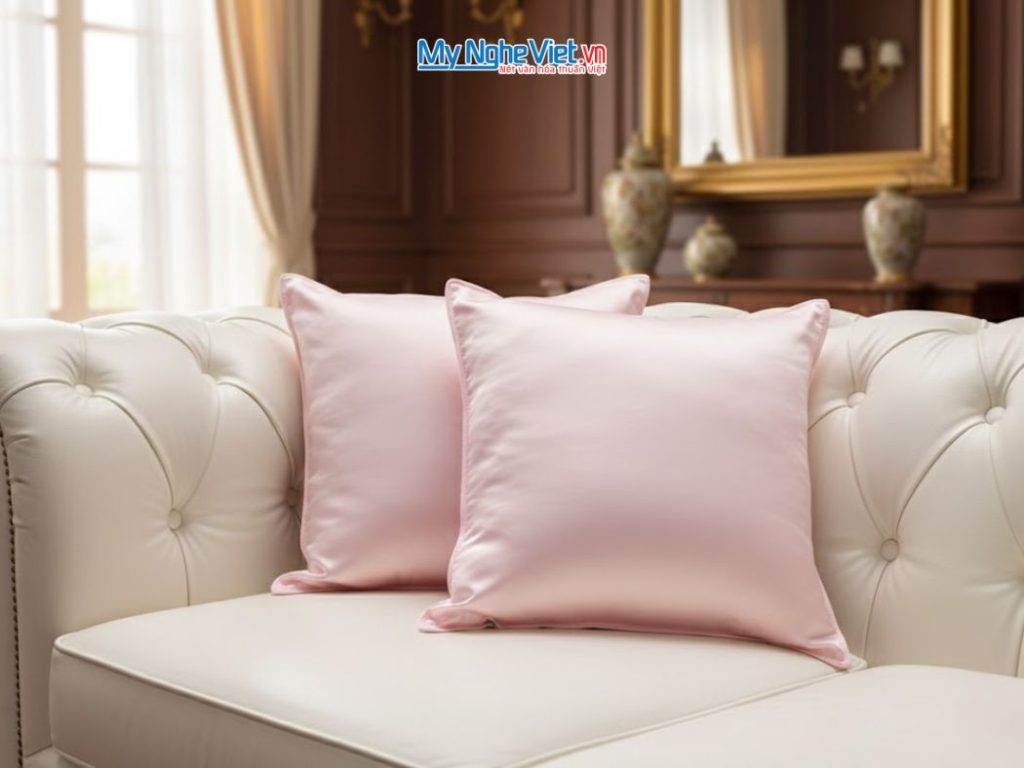 Quà Tặng Vỏ Gối Lụa Màu Hồng