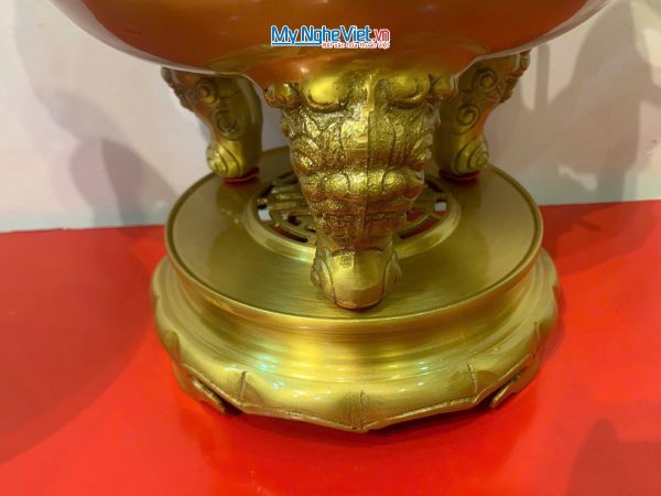 Bộ Tam Sự Bằng Đồng Vàng Đậm Chạm Hoa Sòi