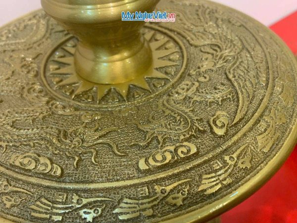 Bộ Tam Sự Bằng Đồng Vàng Đậm Chạm Hoa Sòi