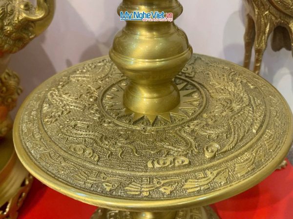 Bộ Tam Sự Bằng Đồng Vàng Đậm chạm Rồng