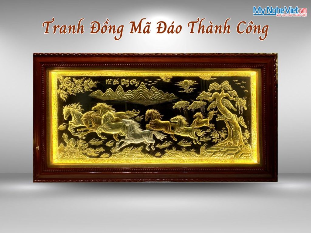 Tranh Đồng Mã Đáo thành công khung vặn cao cấp