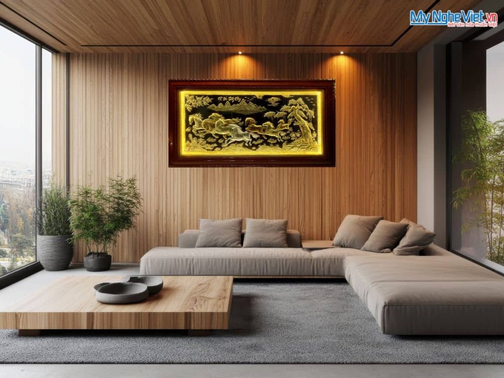 Tranh Đồng Mã Đáo thành công khung vặn cao cấp