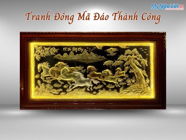 Tranh Đồng Mã Đáo thành công khung vặn cao cấp