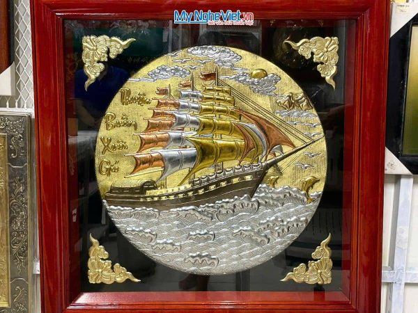 Tranh Đồng Thuận Buồm Xuôi Gió Đồng Hun Giả Cổ