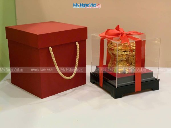 Trống đồng mạ vàng 24K D10cm – Đúc mạ vàng DD28-10D