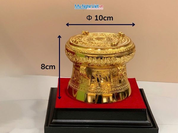 Trống đồng mạ vàng 24K D10cm – Đúc mạ vàng DD28-10D
