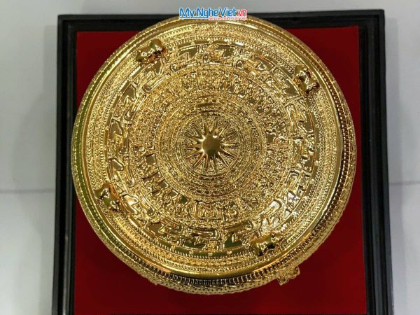 Trống đồng mạ vàng 24K D10cm – Đúc mạ vàng DD28-10D