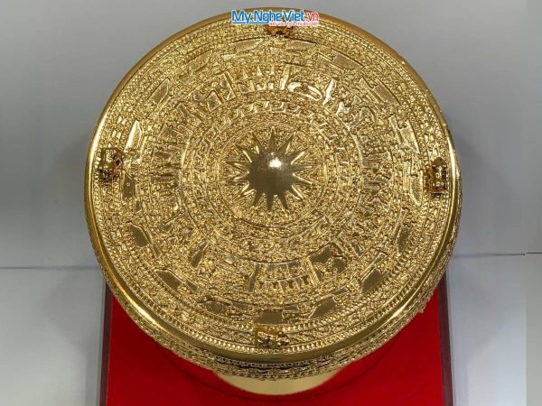 Trống đồng mạ vàng 24K D12cm – Đúc mạ vàng DD28-12D