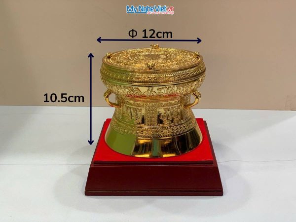 Trống đồng mạ vàng 24K D12cm – Đúc mạ vàng DD28-12D