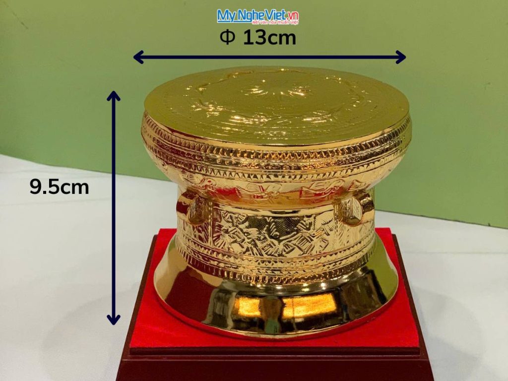 Trống đồng lưu niệm mạ vàng 24K D12cm - Gò mạ vàng DD28-12G