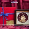 Tranh đồng thuận buồm dát vàng 24k nền đỏ và Hộp quà tặng cao cấp