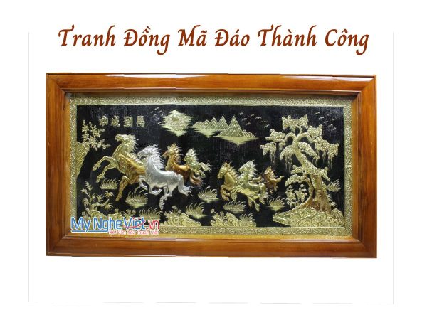 Tranh Đồng Mã Đáo nền đen Khung Nhựa