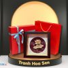 Tranh Đồng Hoa Sen Dát Vàng 24K Nền Đỏ Và Hộp Quà Tặng Cao Cấp