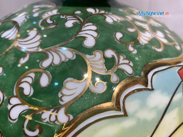 Bình thu tài hút lộc gốm Bát Tràng vẽ mã đáo thành công đắp nổi