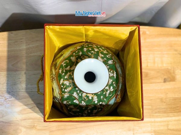 Bình thu tài hút lộc gốm Bát Tràng vẽ mã đáo thành công đắp nổi