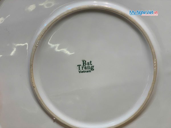 Tranh đĩa gốm Bát Tràng hoa sen trắng đắp nổi - Quà sang trọng