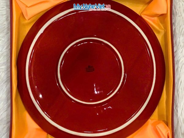 Tranh Đĩa Gốm Bát Tràng Thuận Buồm Xanh Coban Đắp Nổi - Quà biếu sang trọng