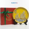 Tranh Đĩa Gốm Bát Tràng Thuận Buồm Vàng Đắp Nổi - Quà biếu sang trọng
