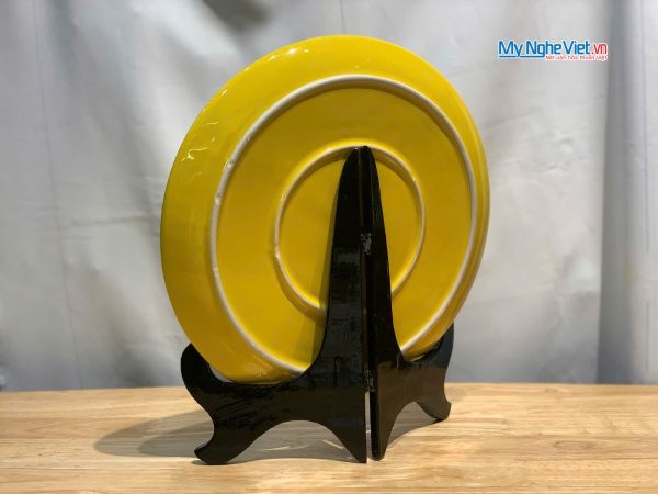 Tranh Đĩa Gốm Bát Tràng Thuận Buồm Vàng Đắp Nổi - Quà biếu sang trọng