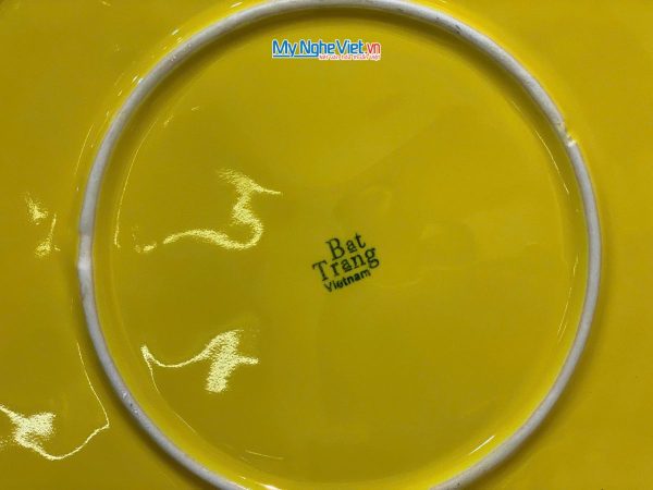Tranh Đĩa Gốm Bát Tràng Thuận Buồm Vàng Đắp Nổi - Quà biếu sang trọng