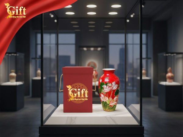 Bình Hoa Gốm Vẽ Sen Cao Cấp 3D Nền Đỏ – SGLHGML01-4