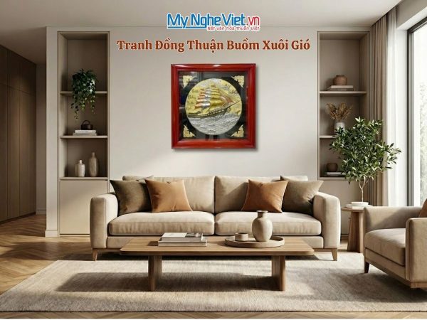 Tranh Đồng Thuận Buồm Xuôi Gió Đồng Hun Giả Cổ DD8282/5 - Quà tân gia sang trọng