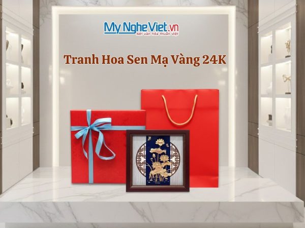 Tranh đồng hoa sen mạ vàng 24K TD33 - Quà tặng sếp cao cấp